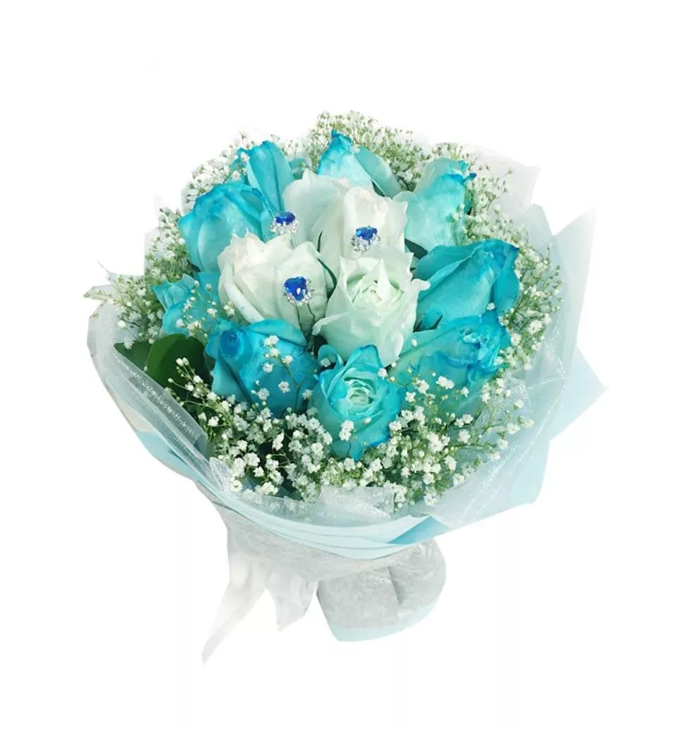 Blue and White Roses Arrangement