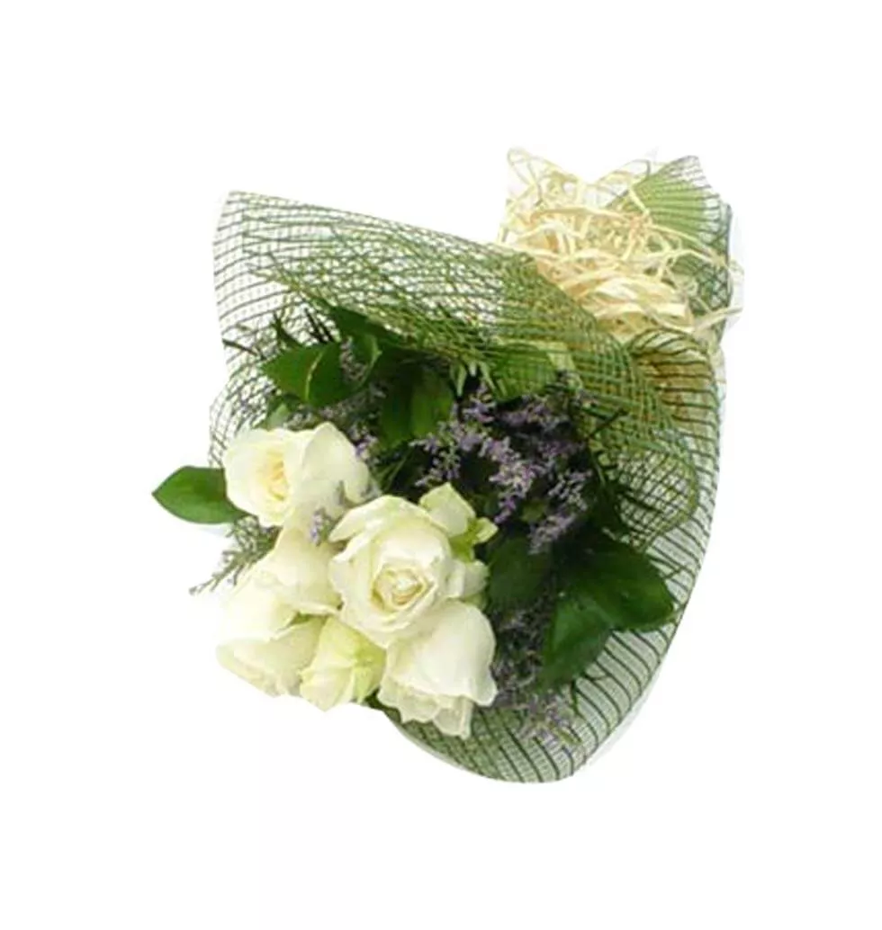 Dazzling White Roses Bouquet